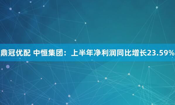 鼎冠优配 中恒集团：上半年净利润同比增长23.59%